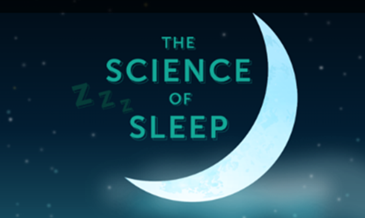A crescent moon next to words that read, The Science of Sleep.