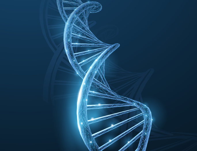 A computer-generated strand of DNA.