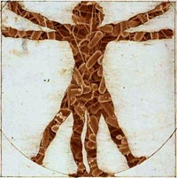Vitruvian man filled with bacteria.