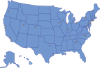 Map of United States showing Genetics Predoctoral Research Training Program Institutions